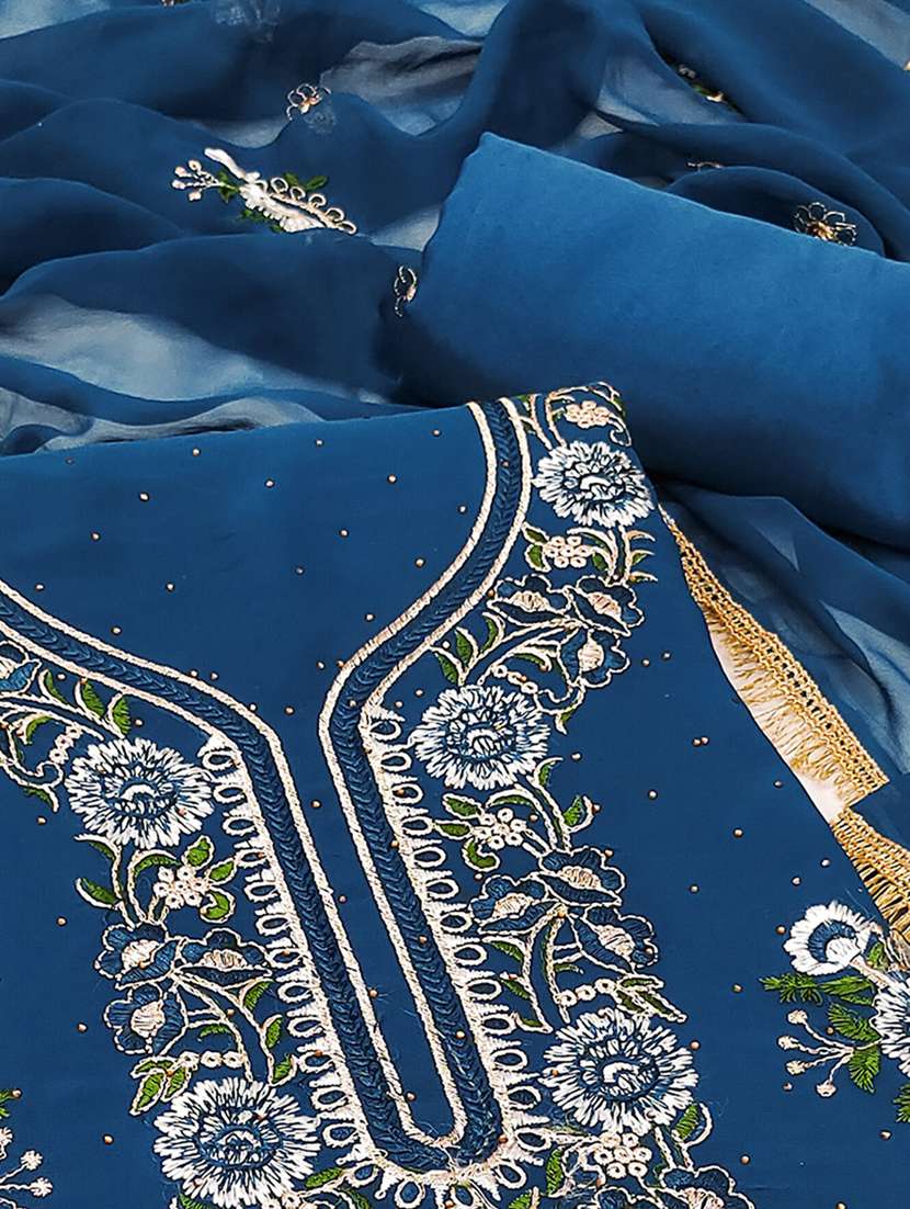 women solid with work embroidered unstitched suit set - 22225022 -  Standard Image - 2