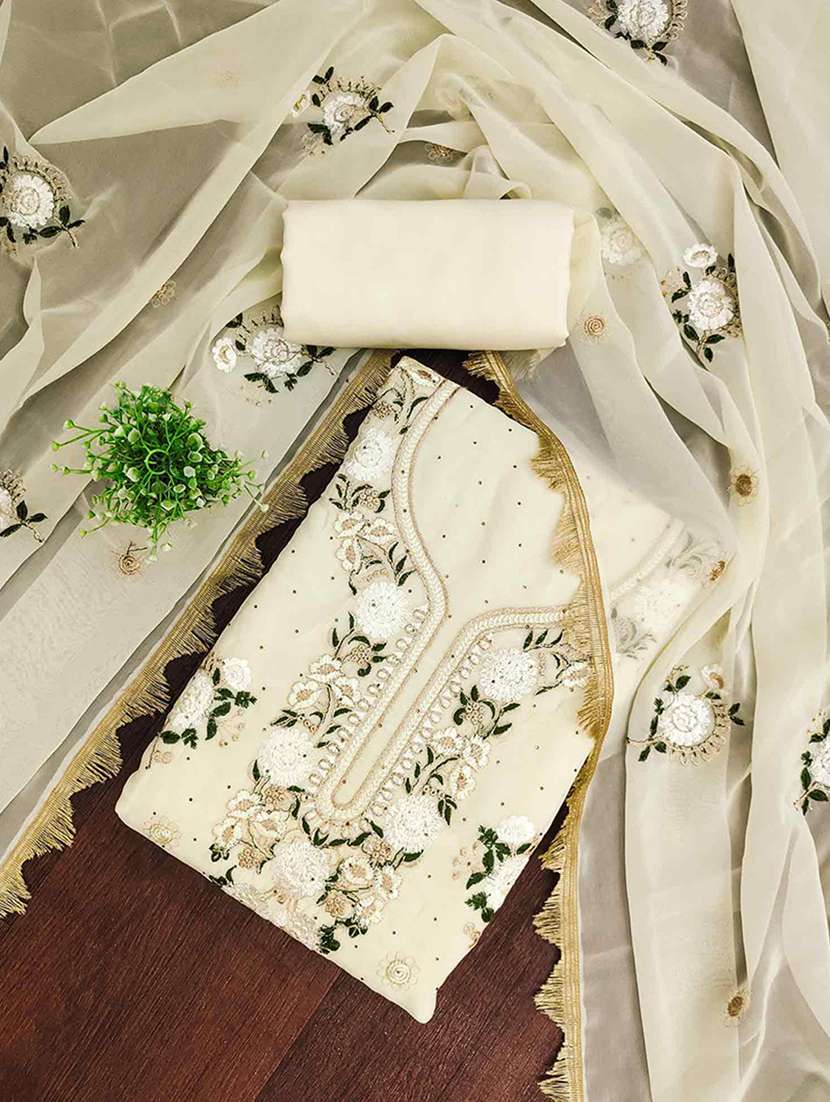 women solid with work embroidered unstitched suit set - 22225024 -  Standard Image - 2