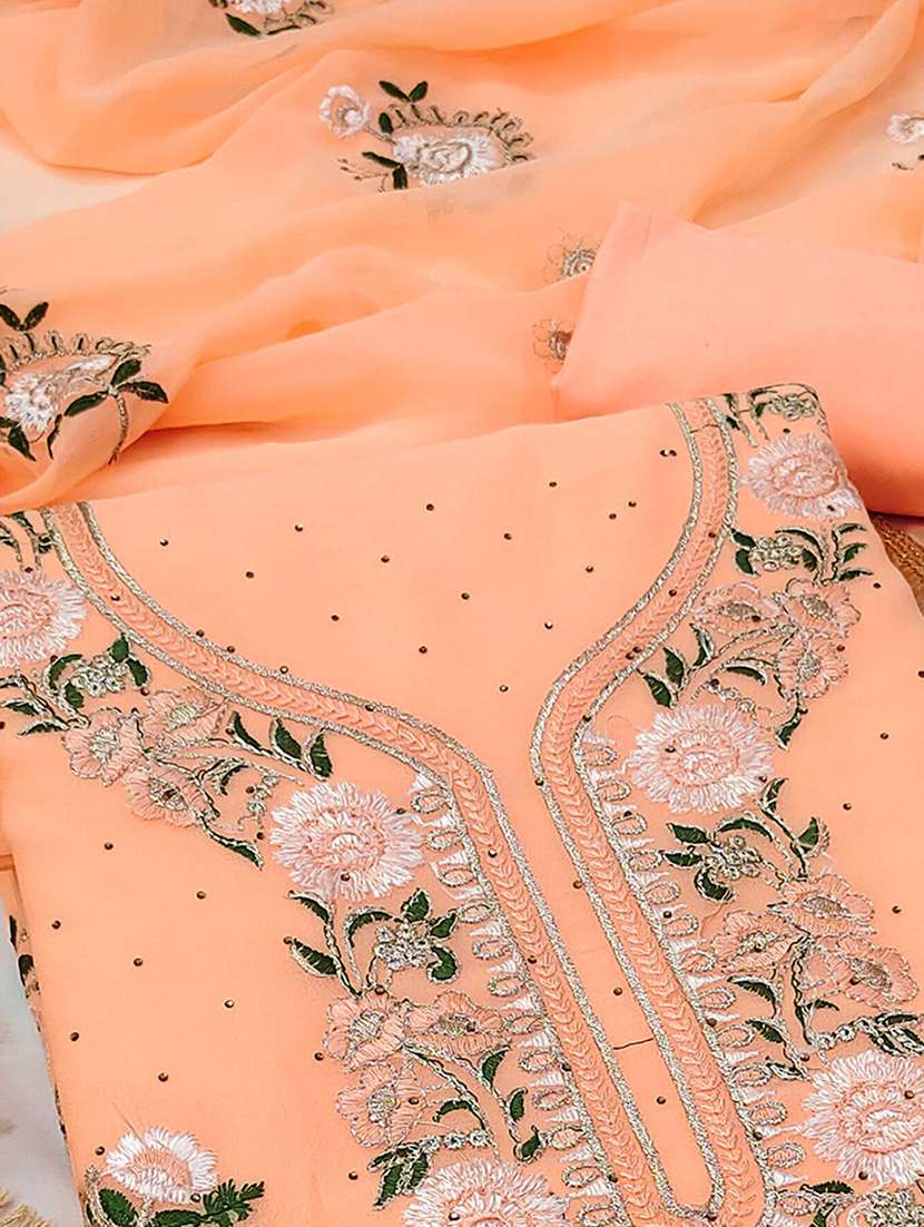 women solid with work embroidered unstitched suit set - 22225025 -  Standard Image - 2