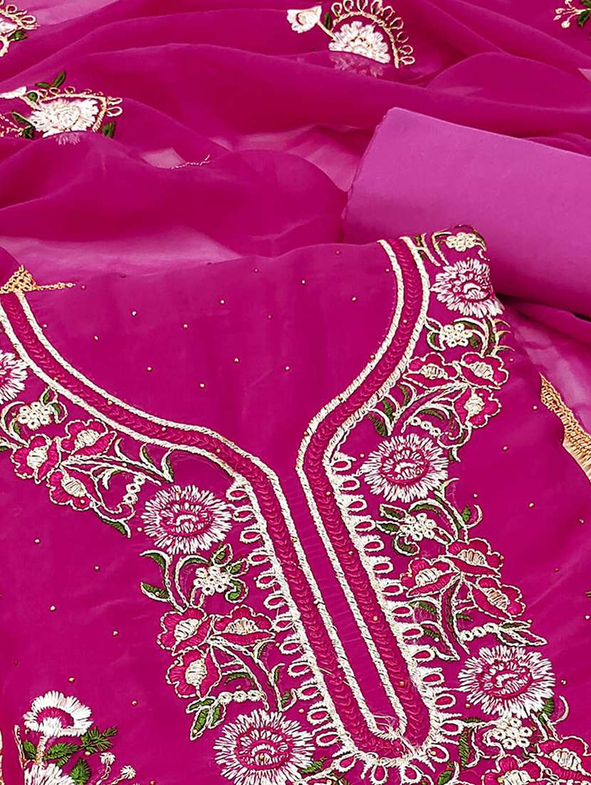 women solid with work embroidered unstitched suit set - 22225028 -  Standard Image - 2
