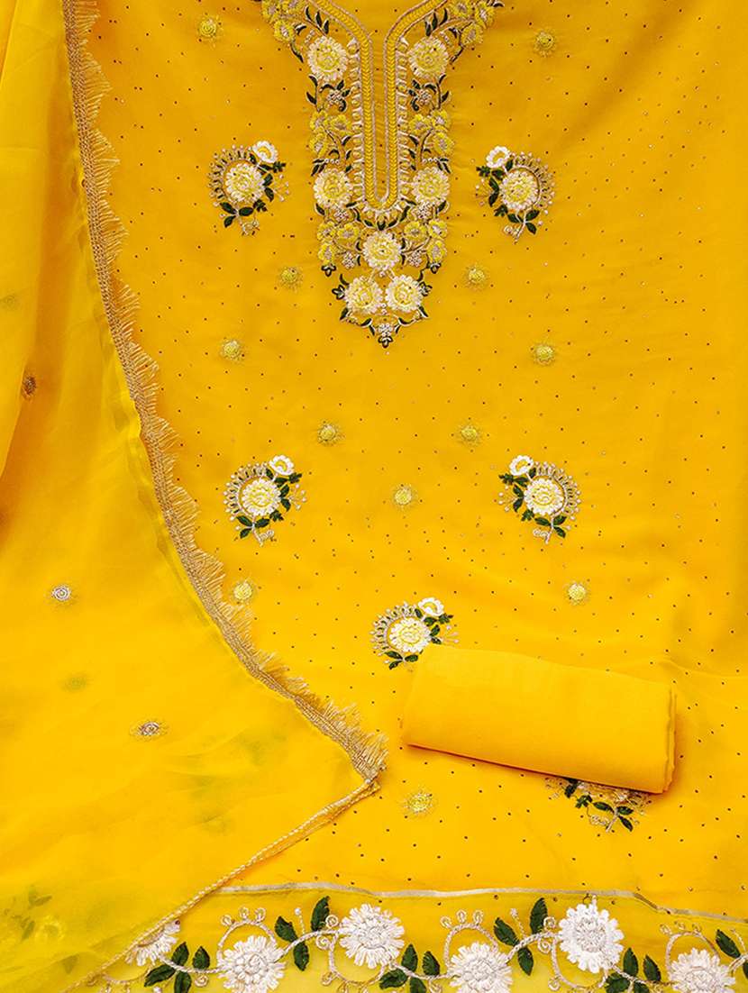 women solid with work embroidered unstitched suit set - 22225030 -  Standard Image - 2