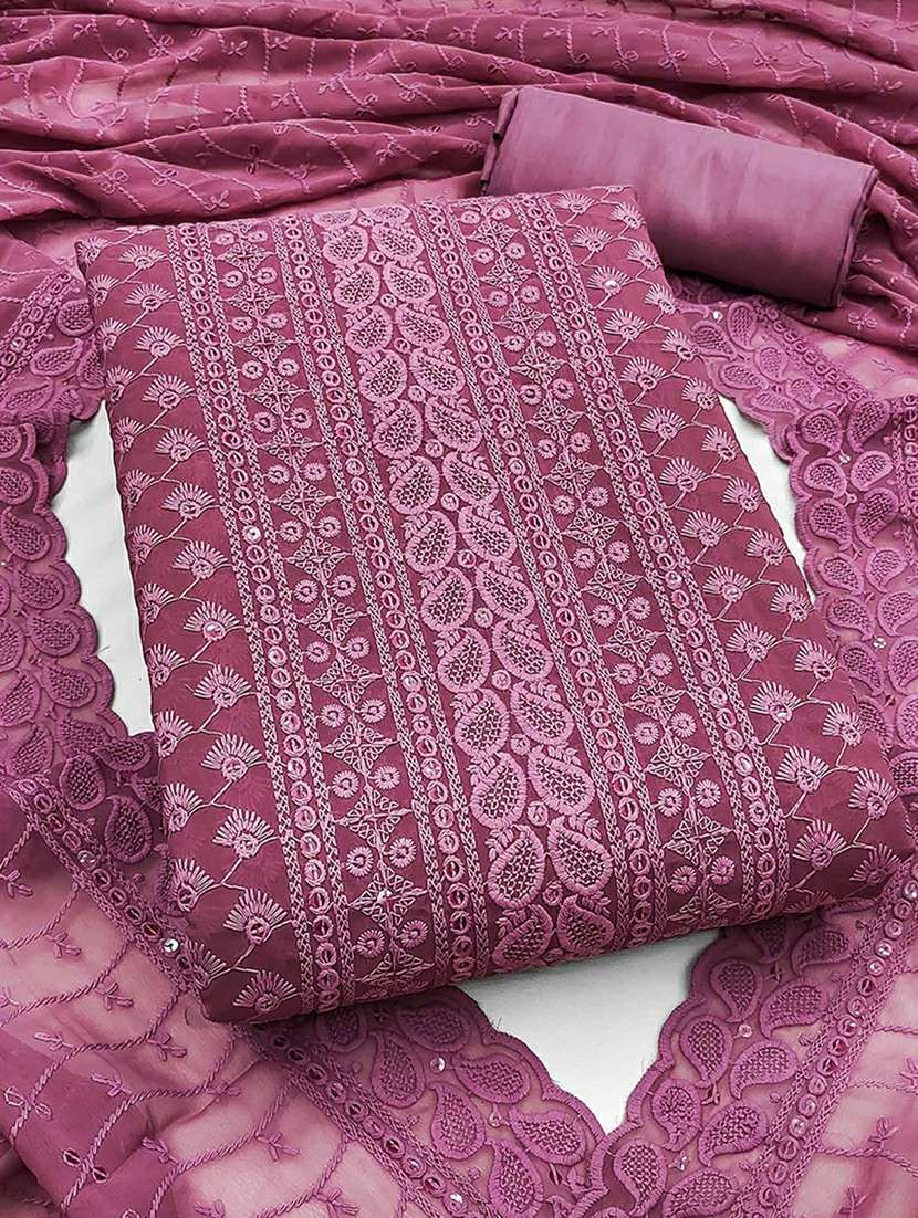 women solid with work embroidered unstitched suit set