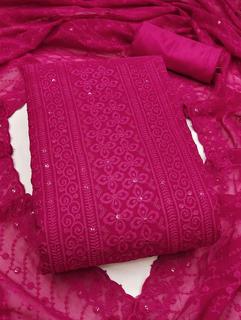 women solid with work embroidered unstitched suit set