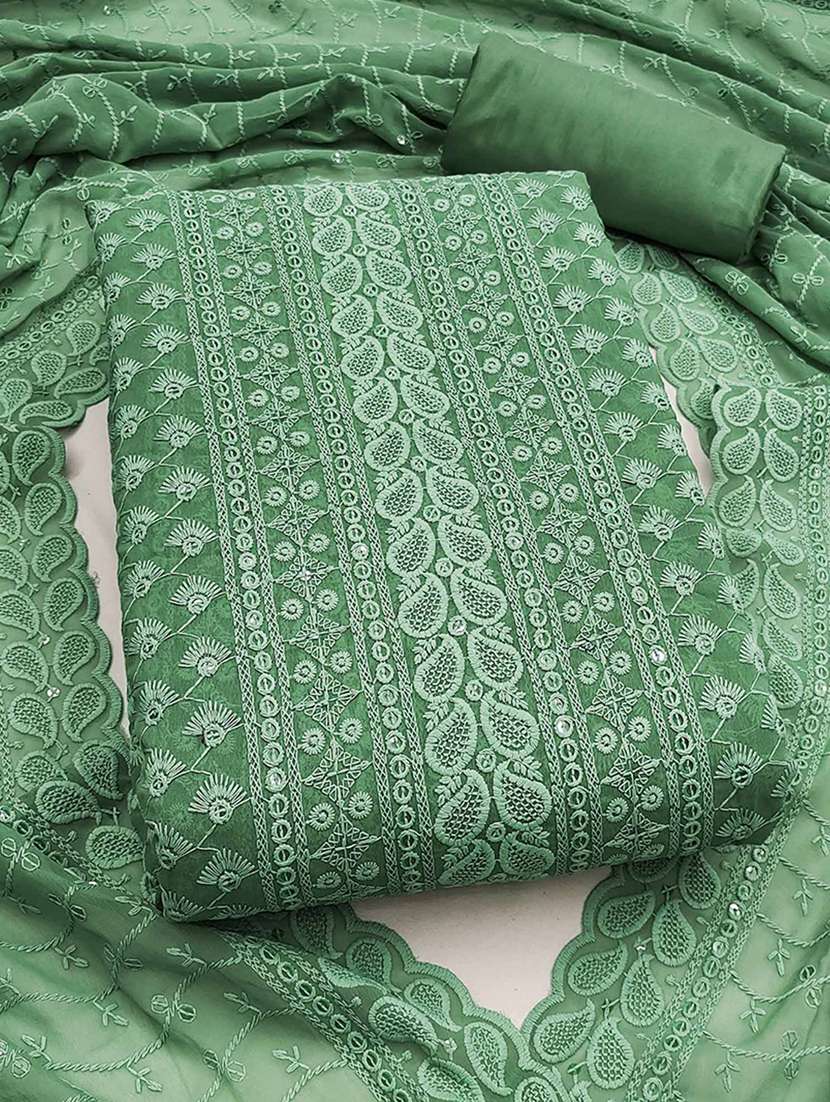 women solid with work embroidered unstitched suit set