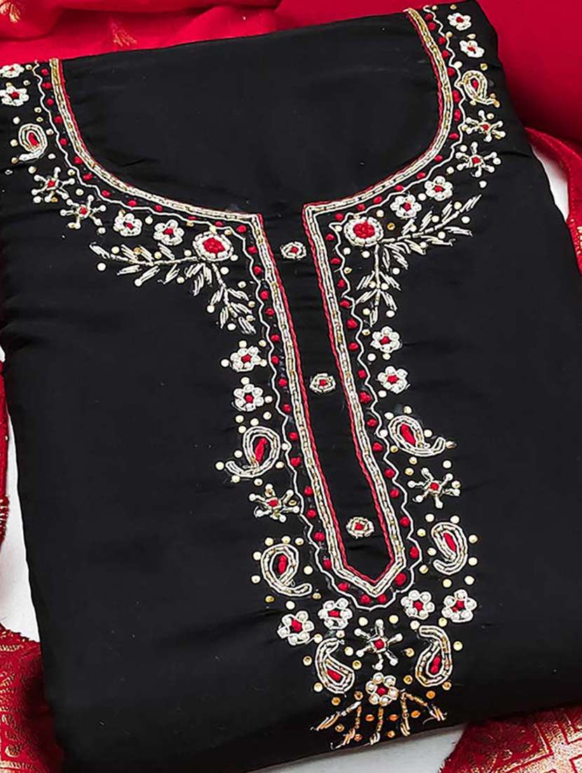women solid with work embroidered unstitched suit set - 22225067 -  Standard Image - 2