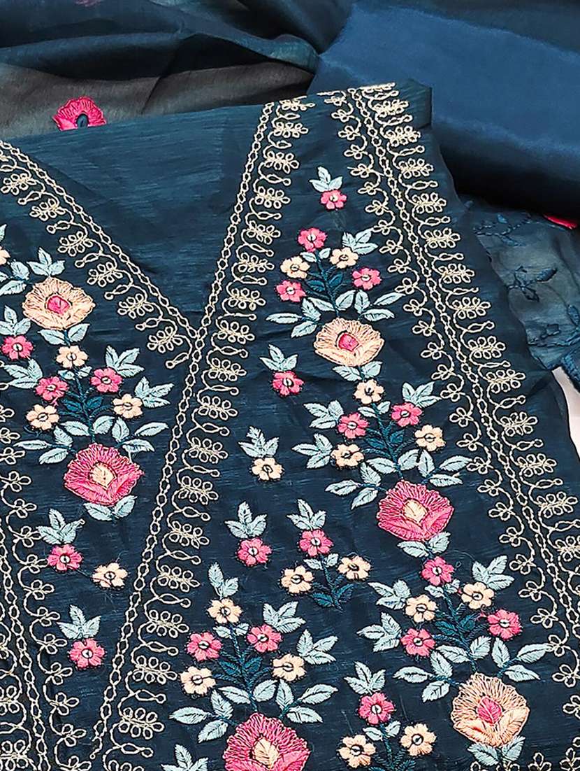 women solid with work embroidered unstitched suit set - 22225078 -  Standard Image - 2