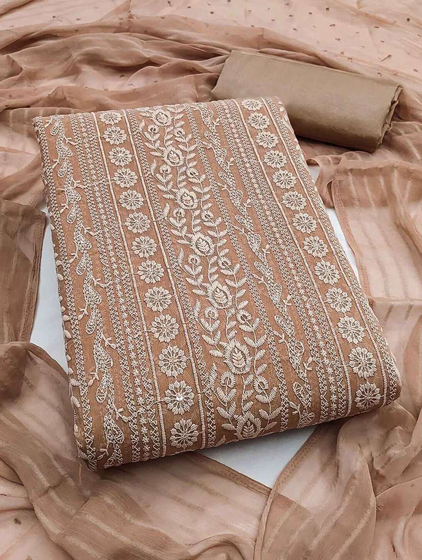 women solid with work embroidered unstitched suit set