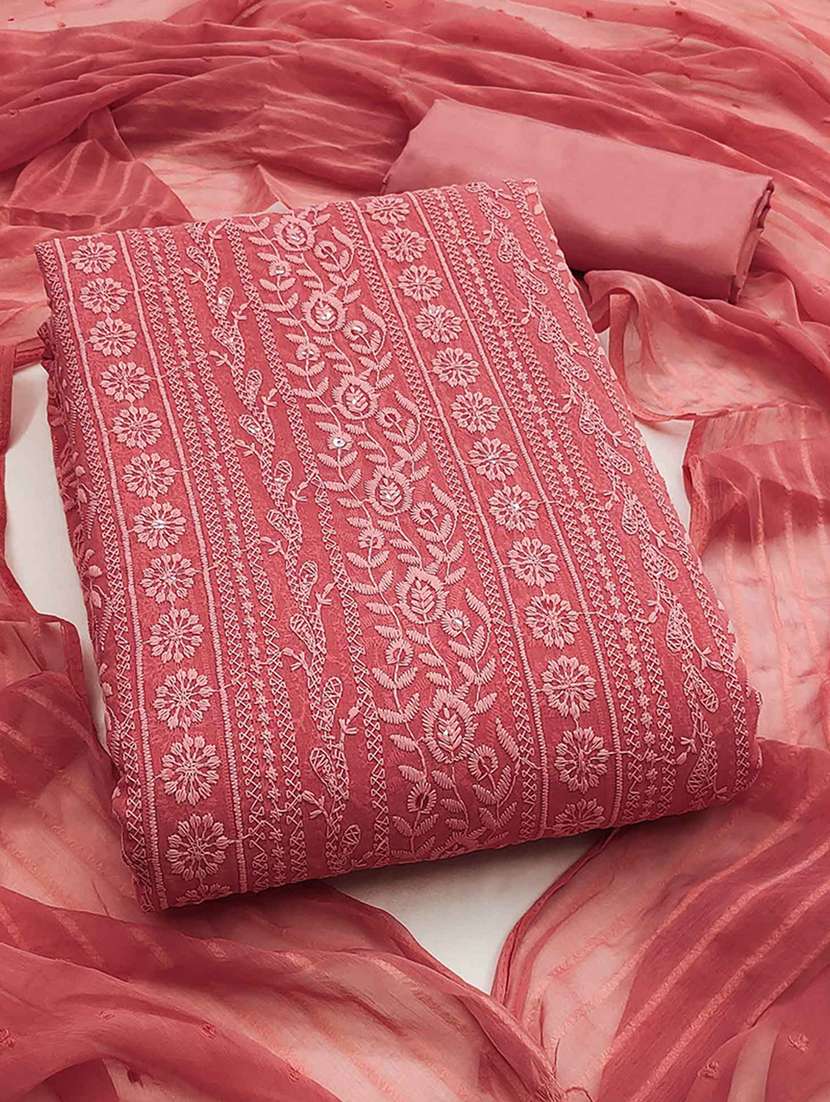 women solid with work embroidered unstitched suit set
