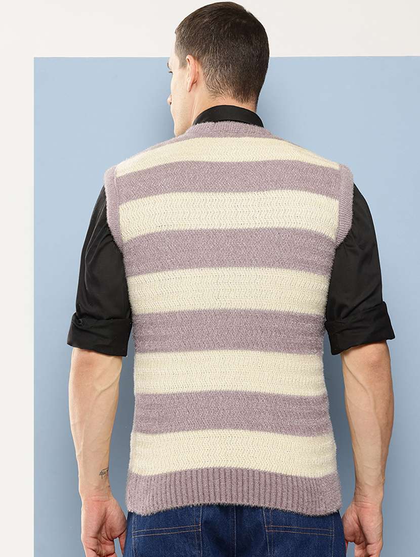 men striped sleeveless regular fit pullover  - 22225103 -  Standard Image - 2