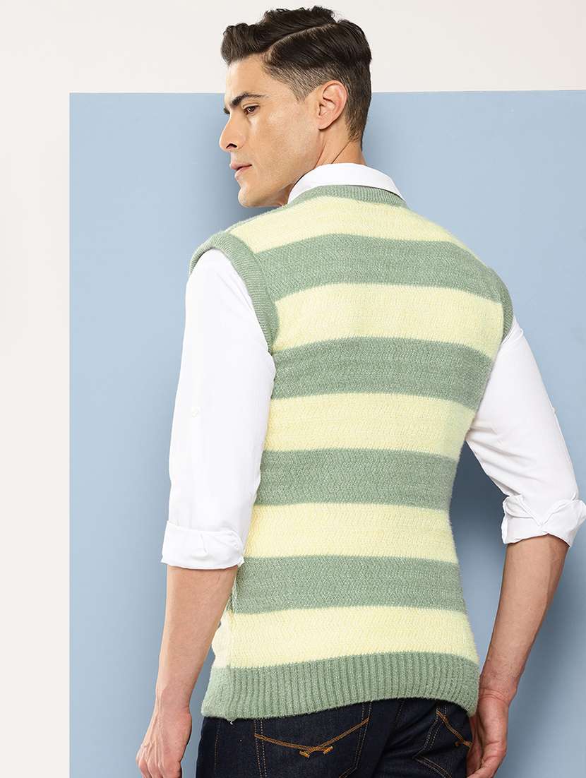 men striped sleeveless regular fit pullover  - 22225104 -  Standard Image - 2