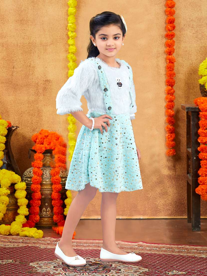 girls self designed round neck fit & flare dress - 22225123 -  Standard Image - 2