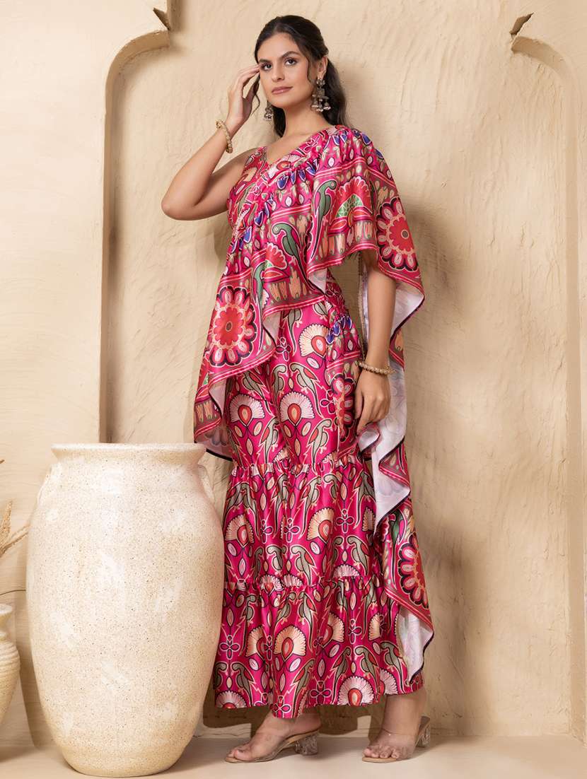 women printed crop top and sharara fusion set - 22225156 -  Standard Image - 2