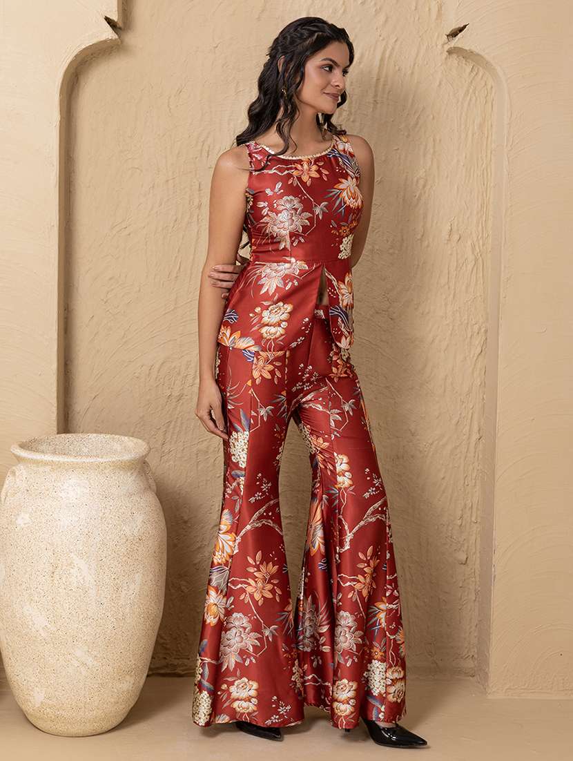 women printed sleeveless ethnic co-ord set - 22225163 -  Standard Image - 2