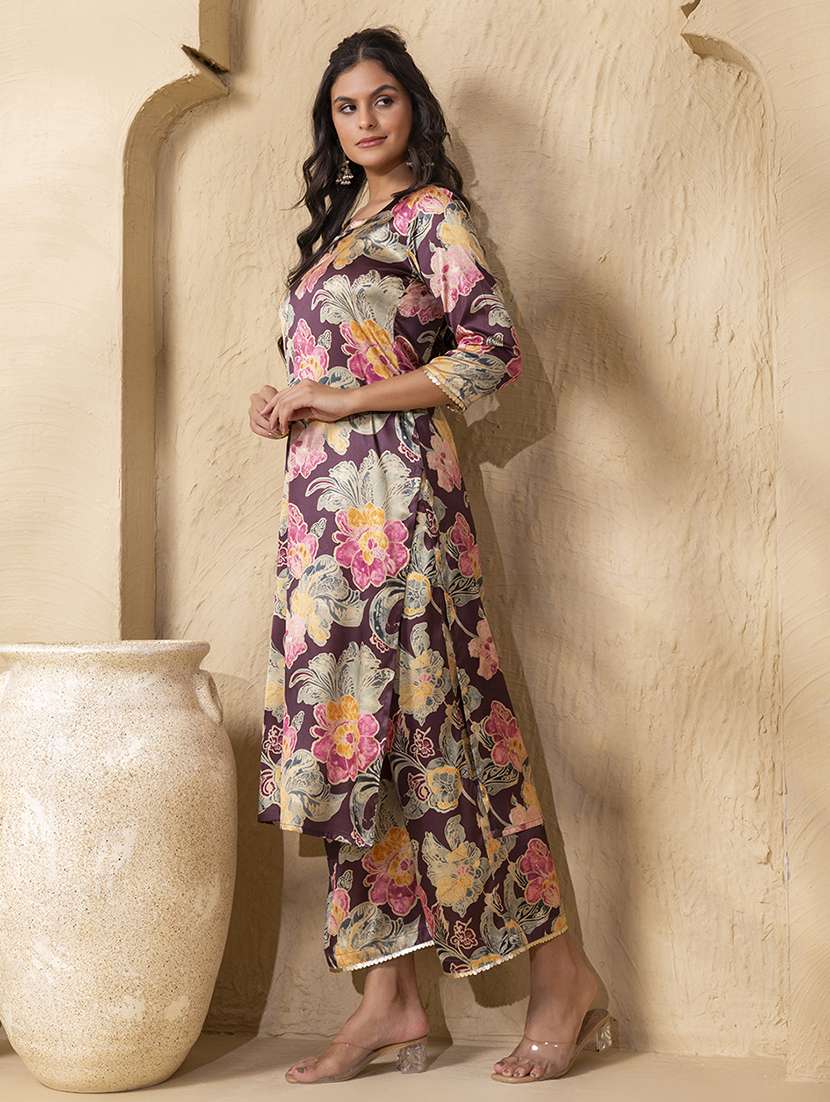 women printed three quarter sleeve ethnic co-ord set - 22225168 -  Standard Image - 2