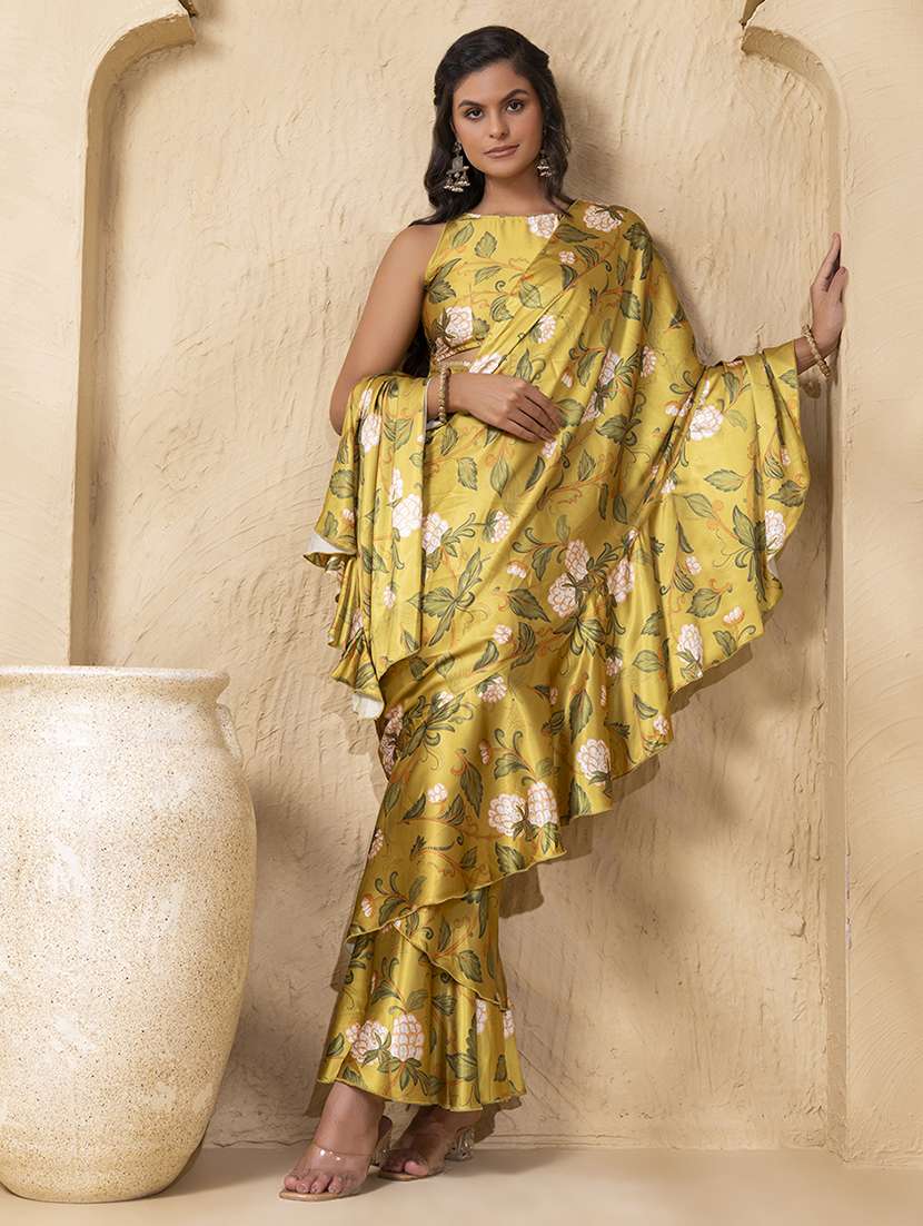 women floral printed pre-drape saree - 22225189 -  Standard Image - 2