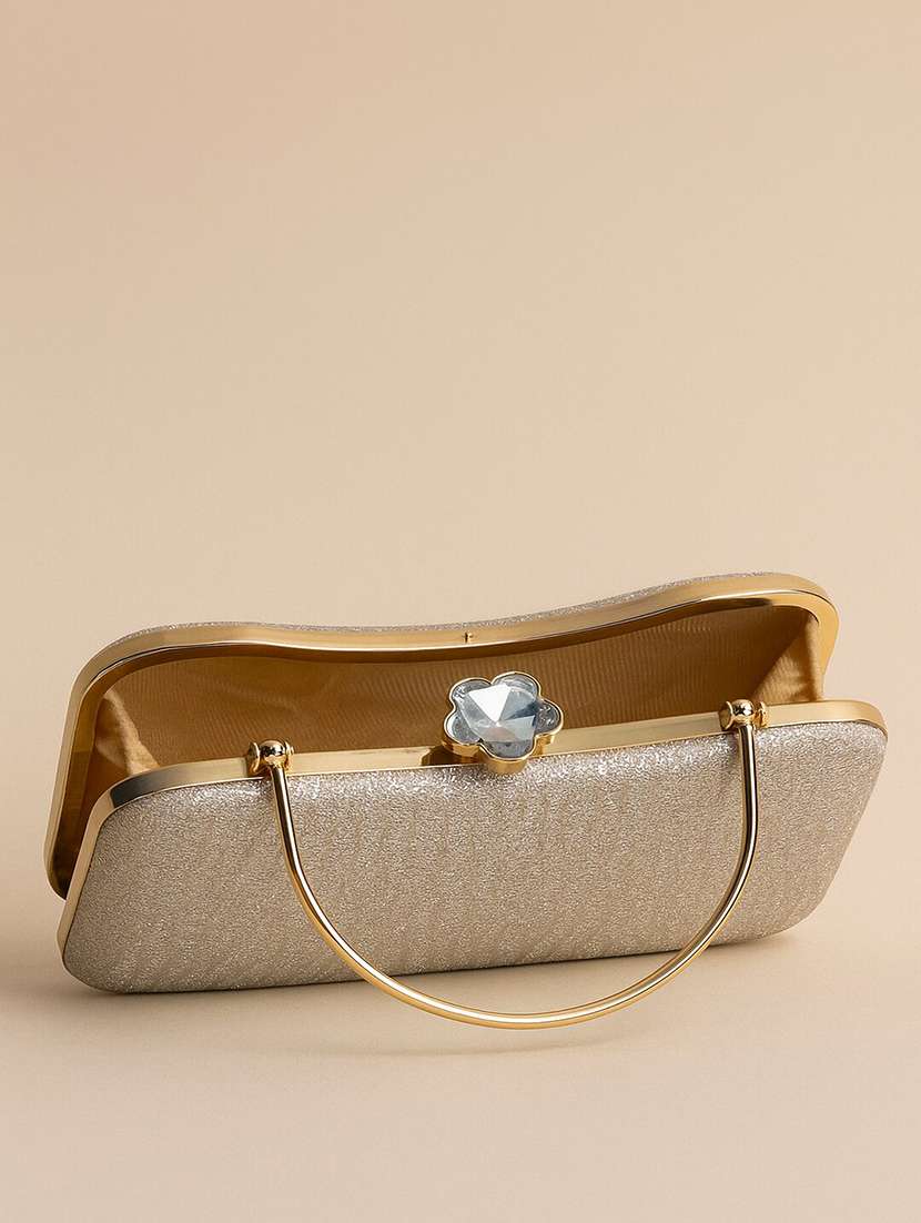 silver clutch with metal handle - 22225202 -  Standard Image - 2