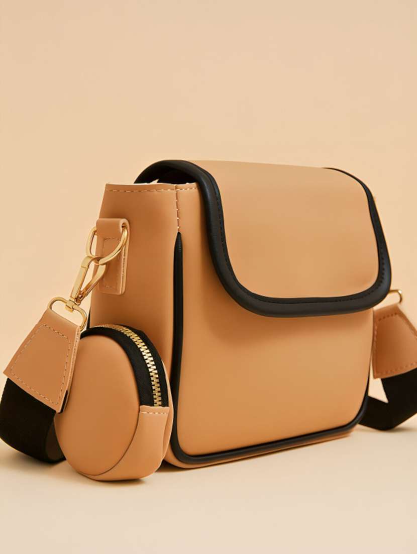 contrast sling bag with detachable mini pouch - 22225214 -  Standard Image - 2