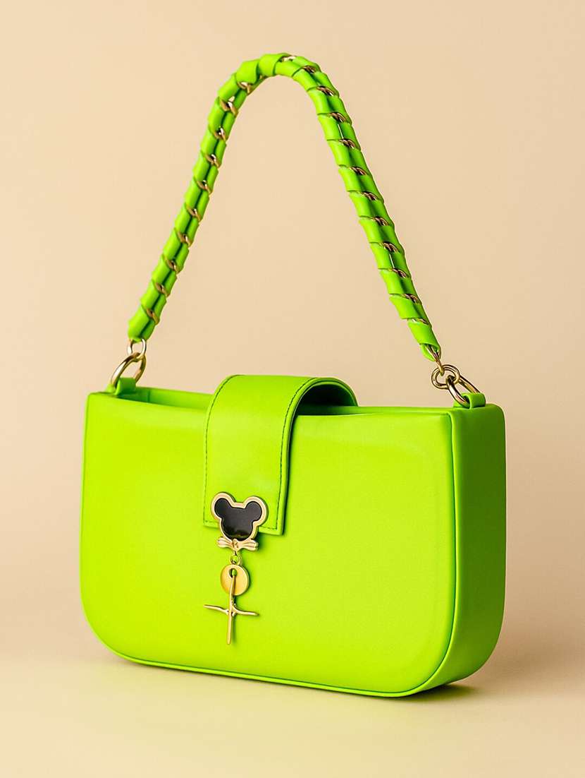 women neon green pu sling bag - 22225228 -  Standard Image - 2