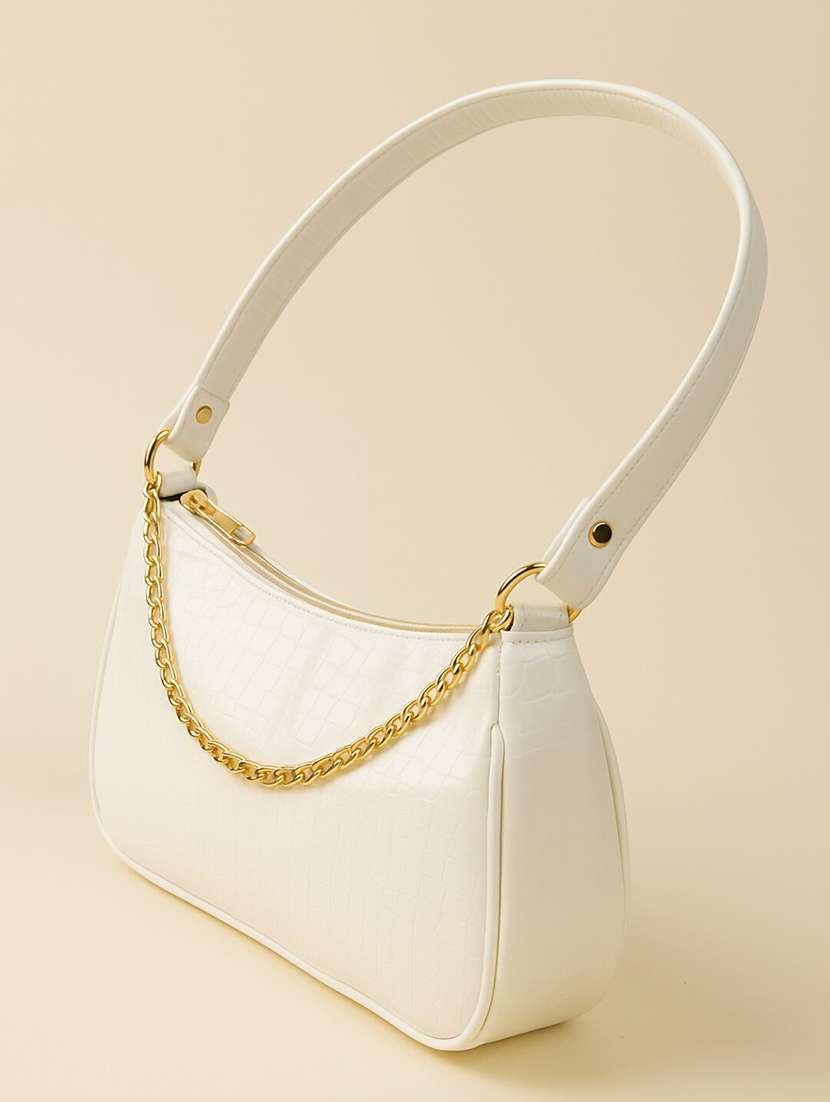 white sling bag with chain detail - 22225229 -  Standard Image - 2