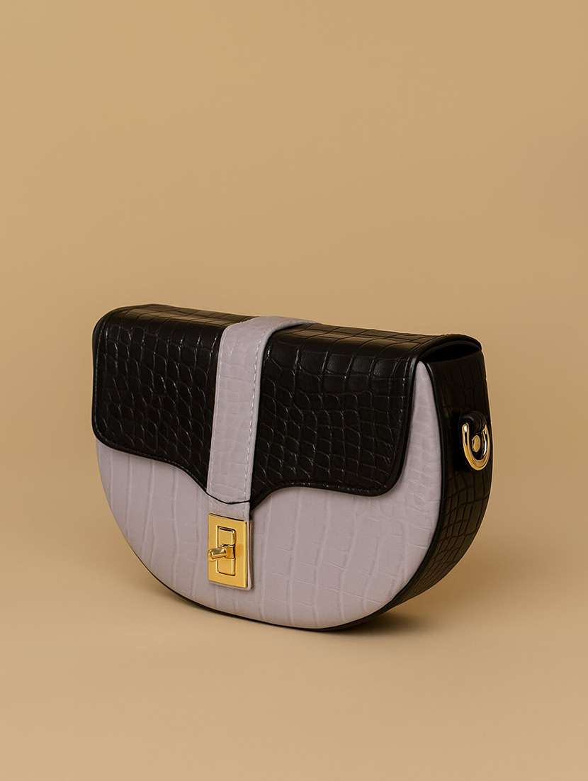 two-tonetextured sling bag with detachable strap - 22225230 -  Standard Image - 2