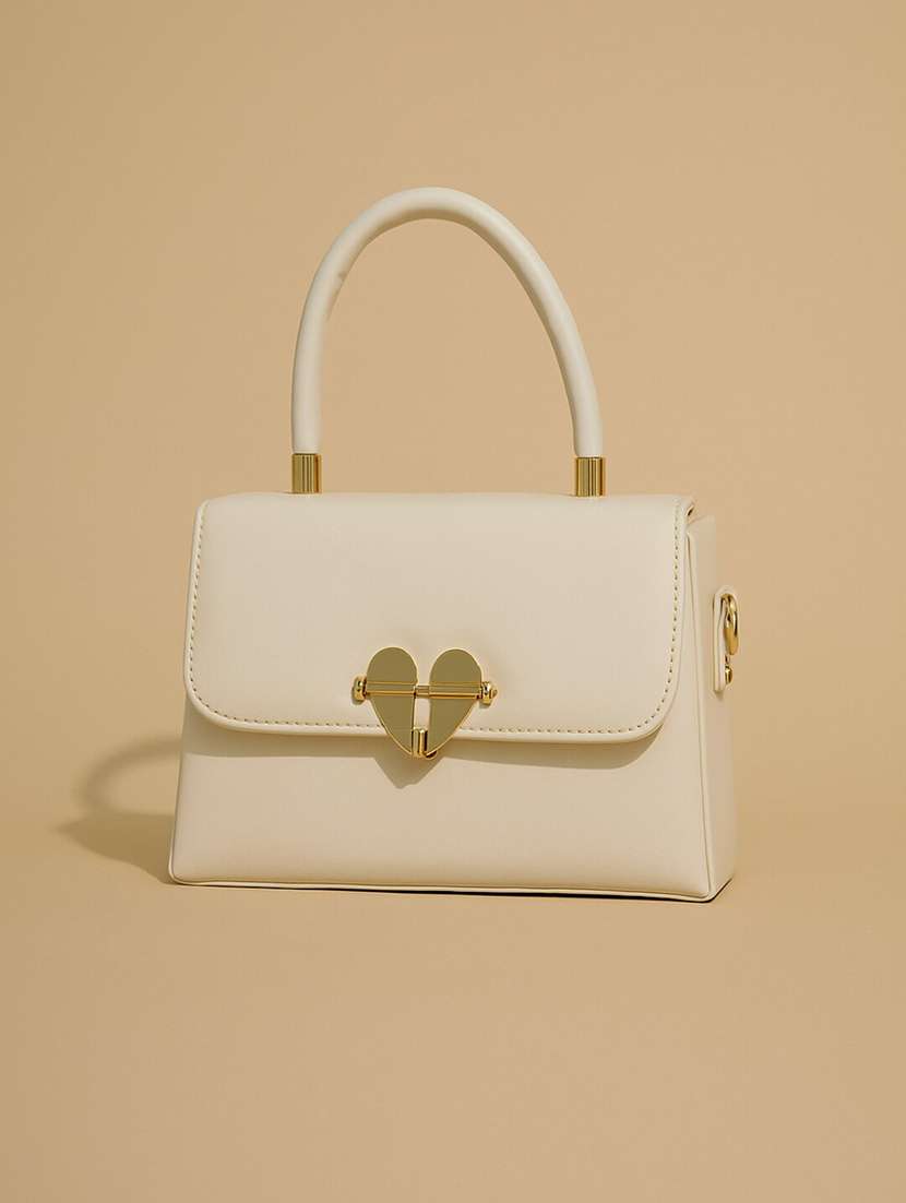 cream pu leather top handle handbag - 22225244 -  Standard Image - 2