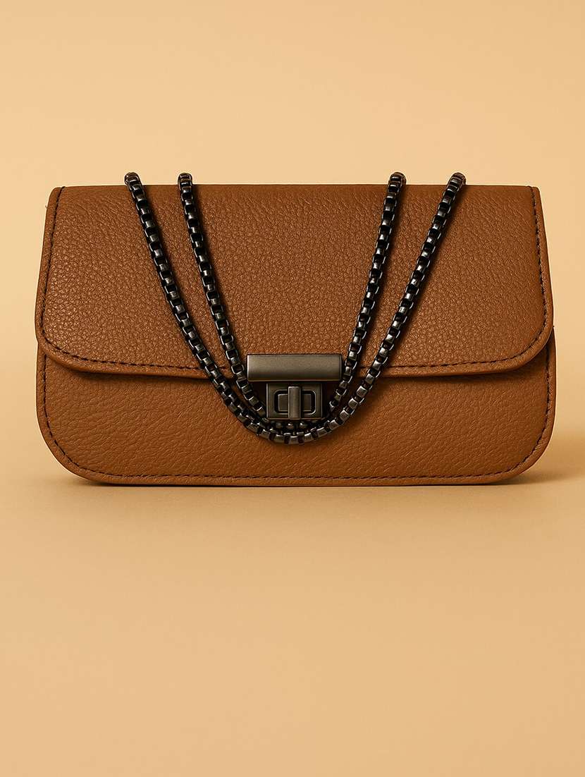 women solid pu sling bag