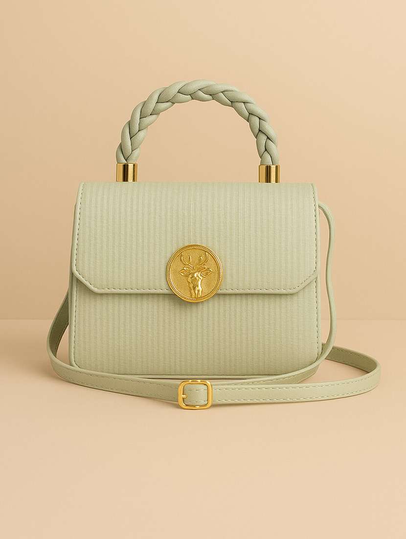 women textured structured pu sling bag