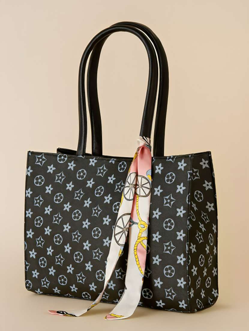 women printed pu structured tote bag - 22225317 -  Standard Image - 2