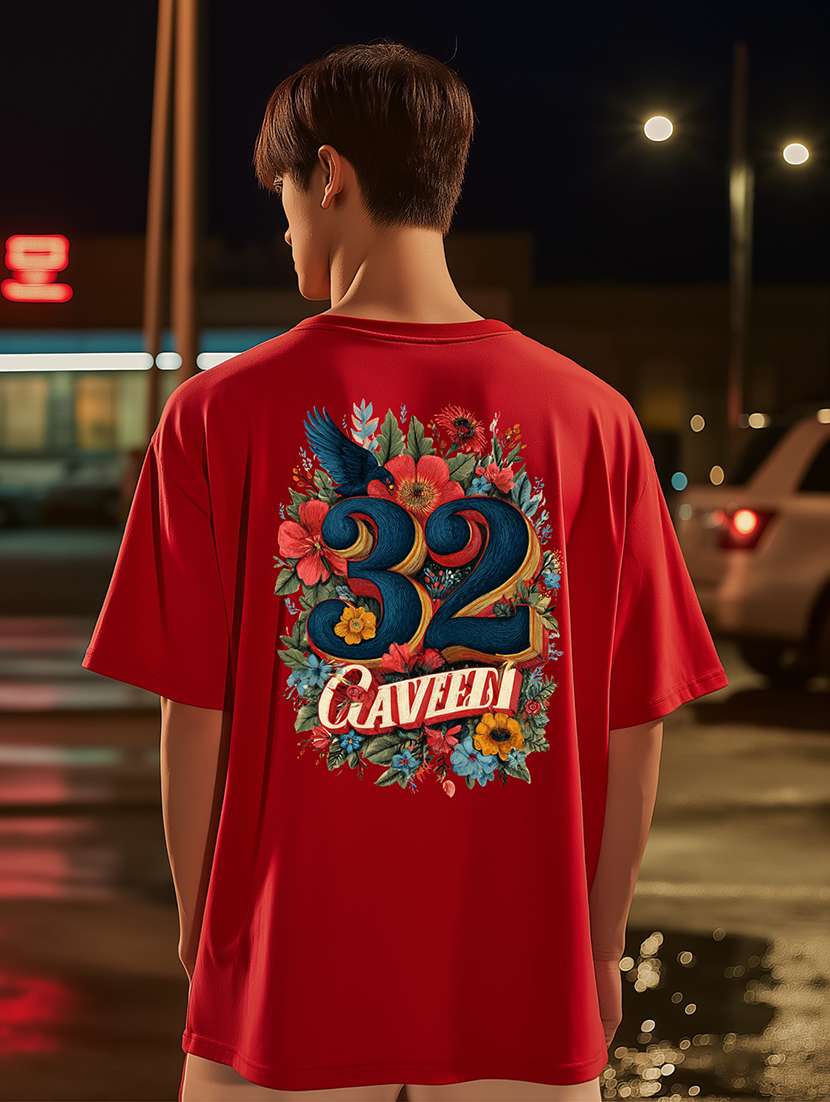 men front & back print short sleeve oversized t-shirt