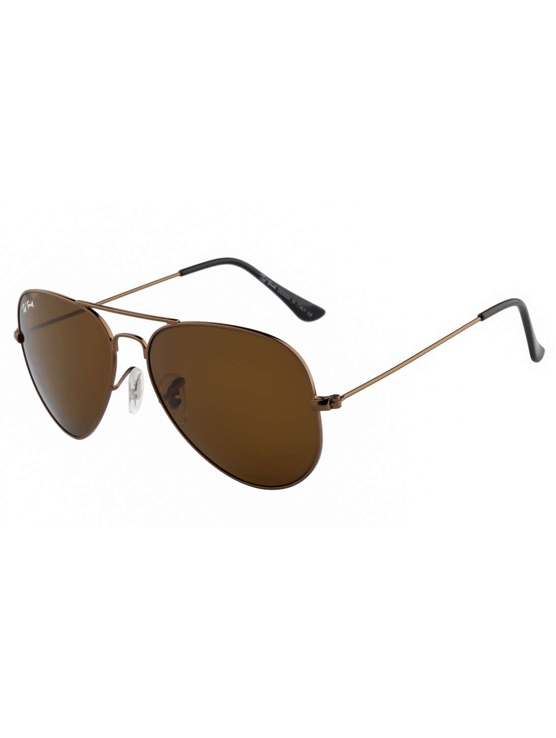 ted smith unisex aviator sunglasses brown metal frame brown glass lenses classic style - 22225365 -  Standard Image - 2