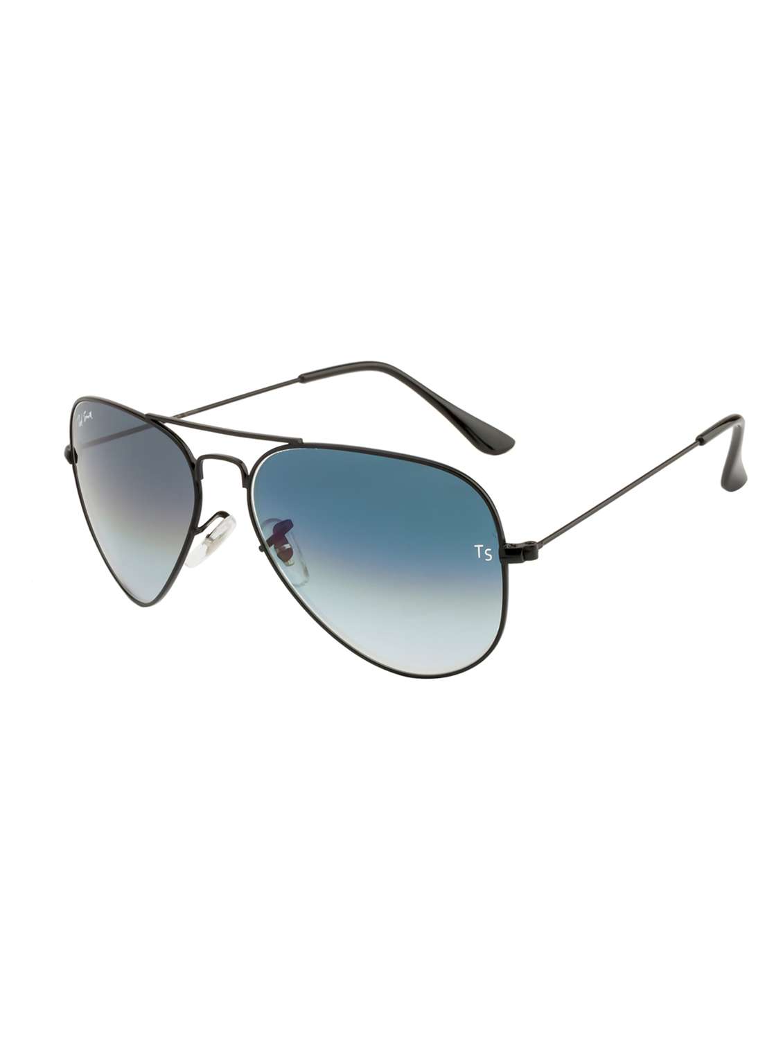 ted smith unisex aviator sunglasses – matt black metal frame , light blue graded glass lenses, classic style. - 22225366 -  Standard Image - 2