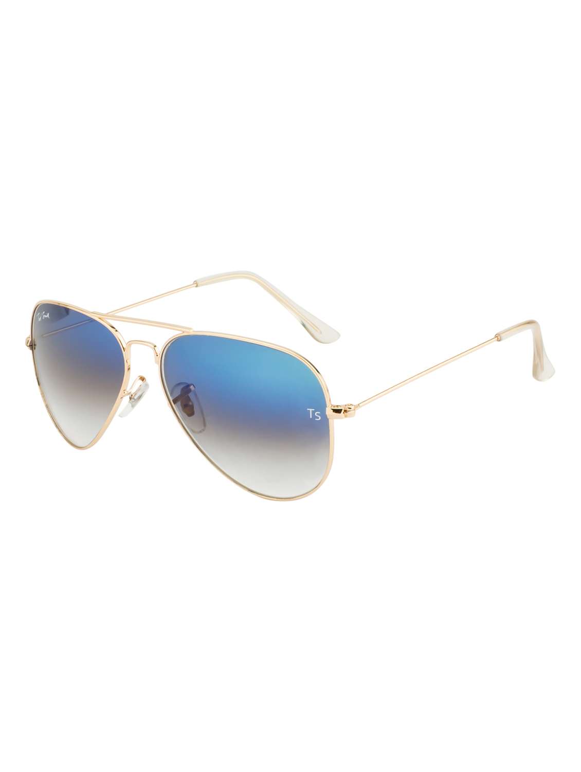 ted smith unisex aviator sunglasses – gold metal frame , blue graded glass lenses, classic style. - 22225367 -  Standard Image - 2