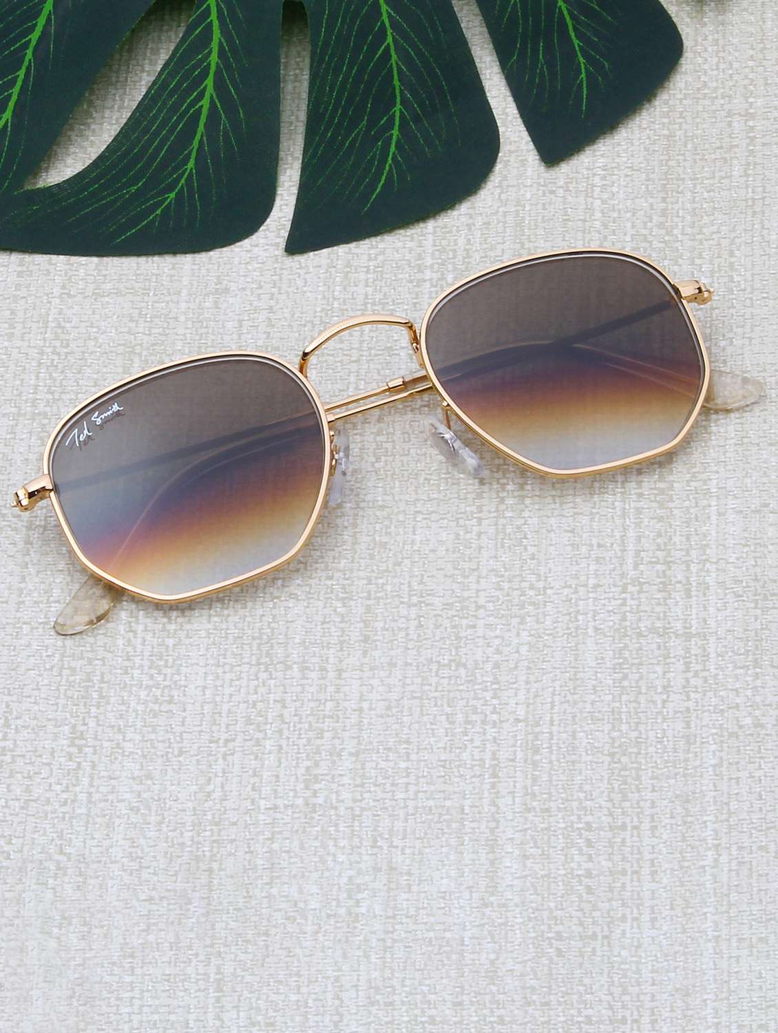 ted smith unisex hexagonal sunglasses