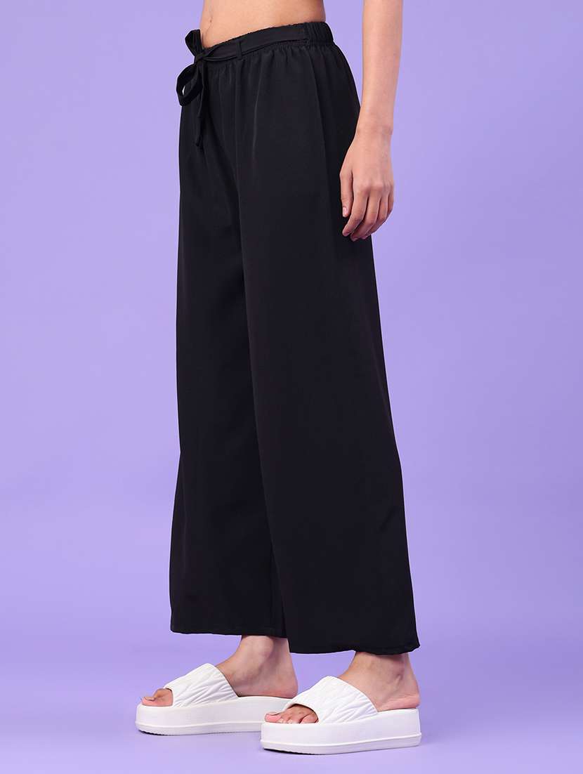 Women Solid Mid Rise Wide Leg Trouser - 22226129 -  Standard Image - 2