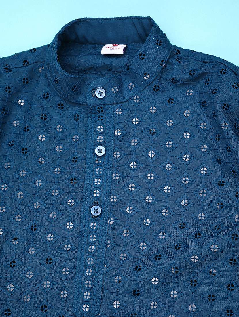 boys embroidered kurta and pyjama set - 22226177 -  Standard Image - 2