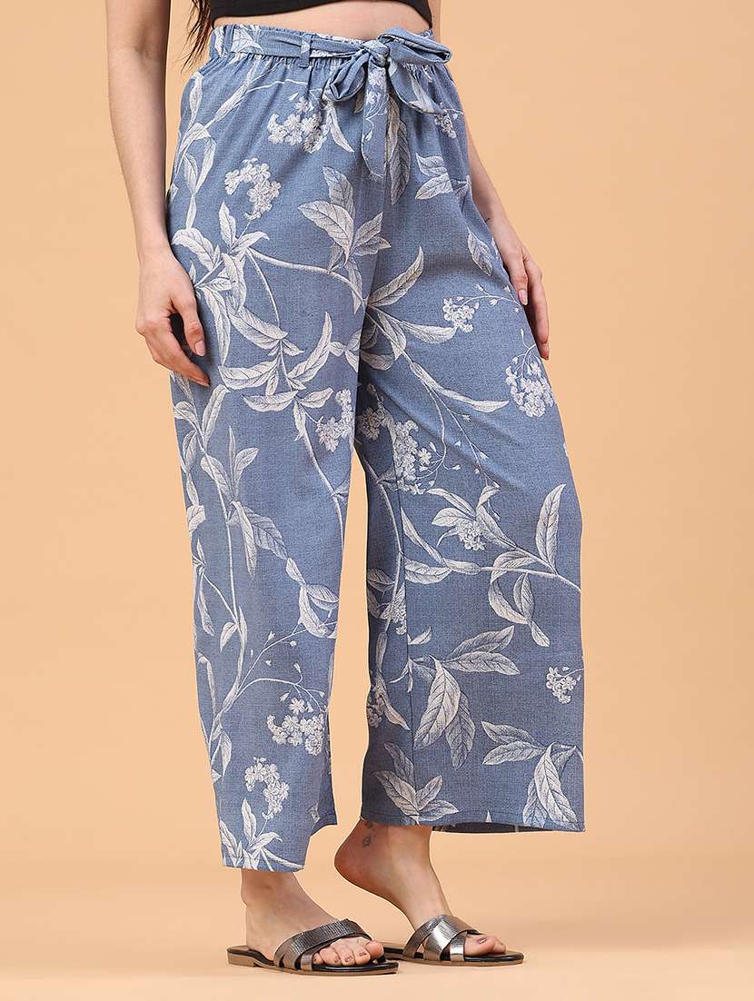 women printed mid rise wide leg trouser - 22226184 -  Standard Image - 2