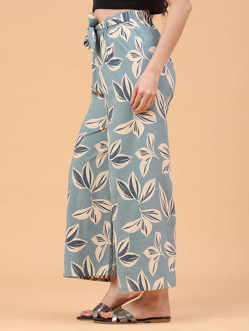 women printed mid rise wide leg trouser - 22226185 -  Standard Image - 2