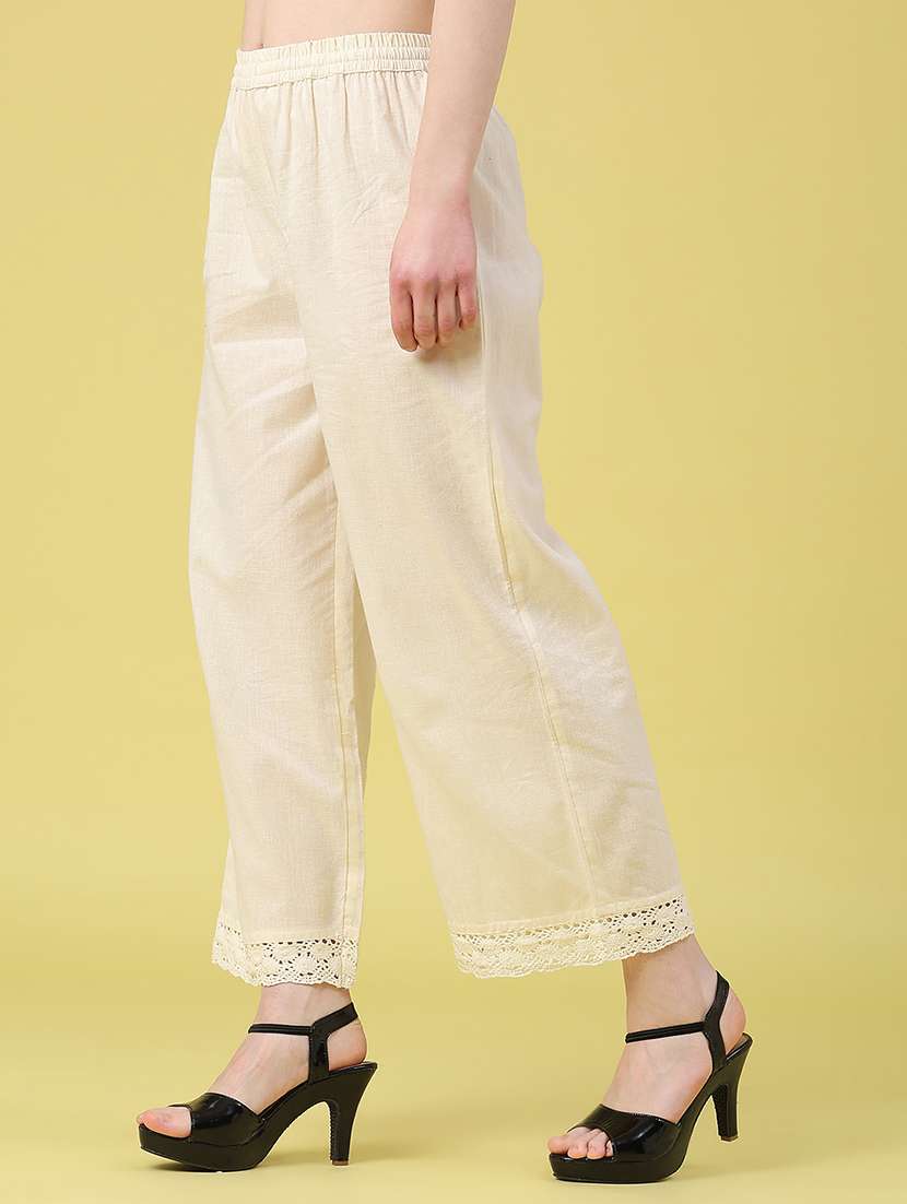 Women Solid Mid Rise Ankle Length Straight Pant - 22226283 -  Standard Image - 2