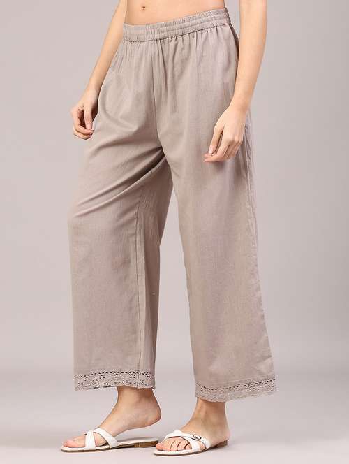 Women Solid Mid Rise Straight Palazzo