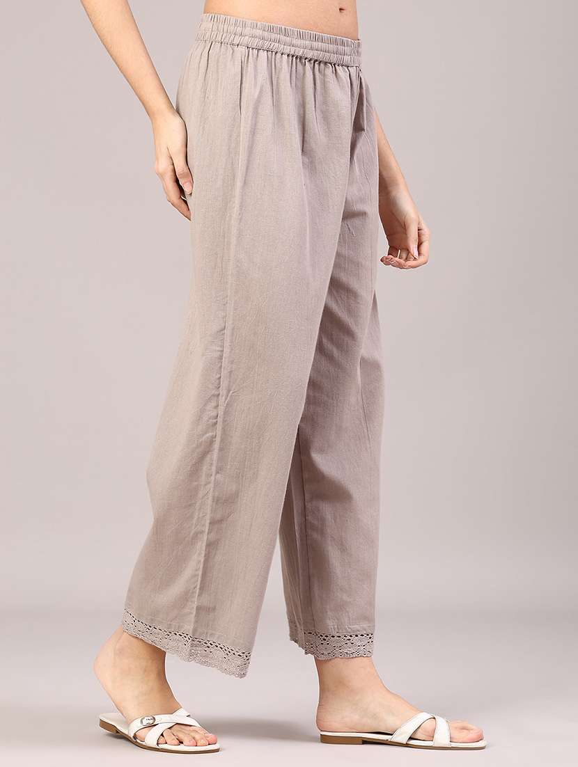 women solid mid rise straight palazzo - 22226284 -  Standard Image - 2