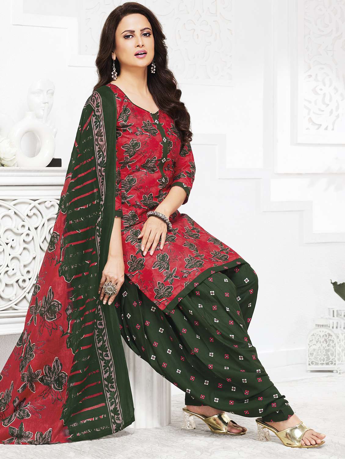 women floral printed unstitched salwar suit set - 22226363 -  Standard Image - 2
