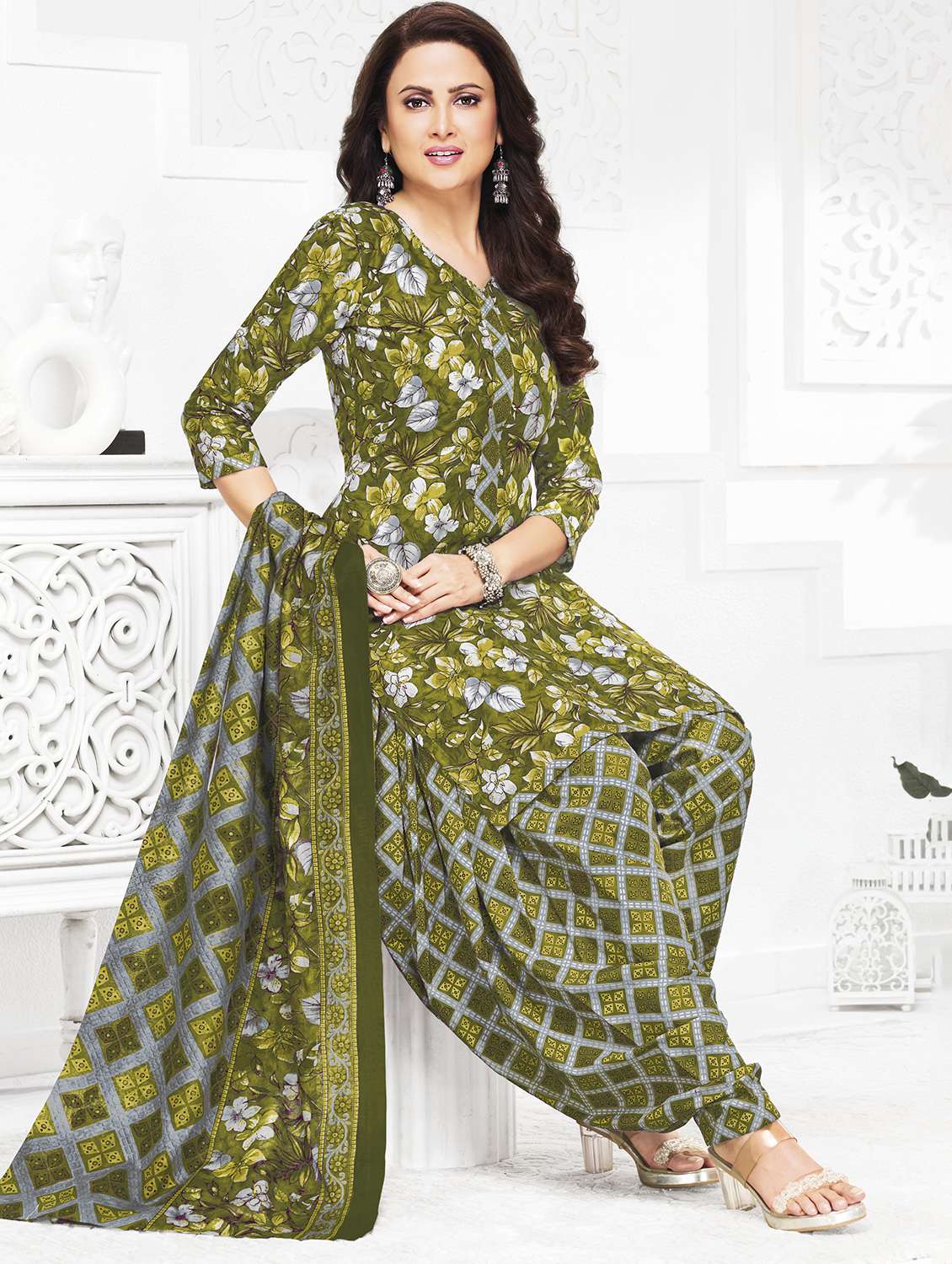 women floral printed unstitched salwar suit set - 22226374 -  Standard Image - 2