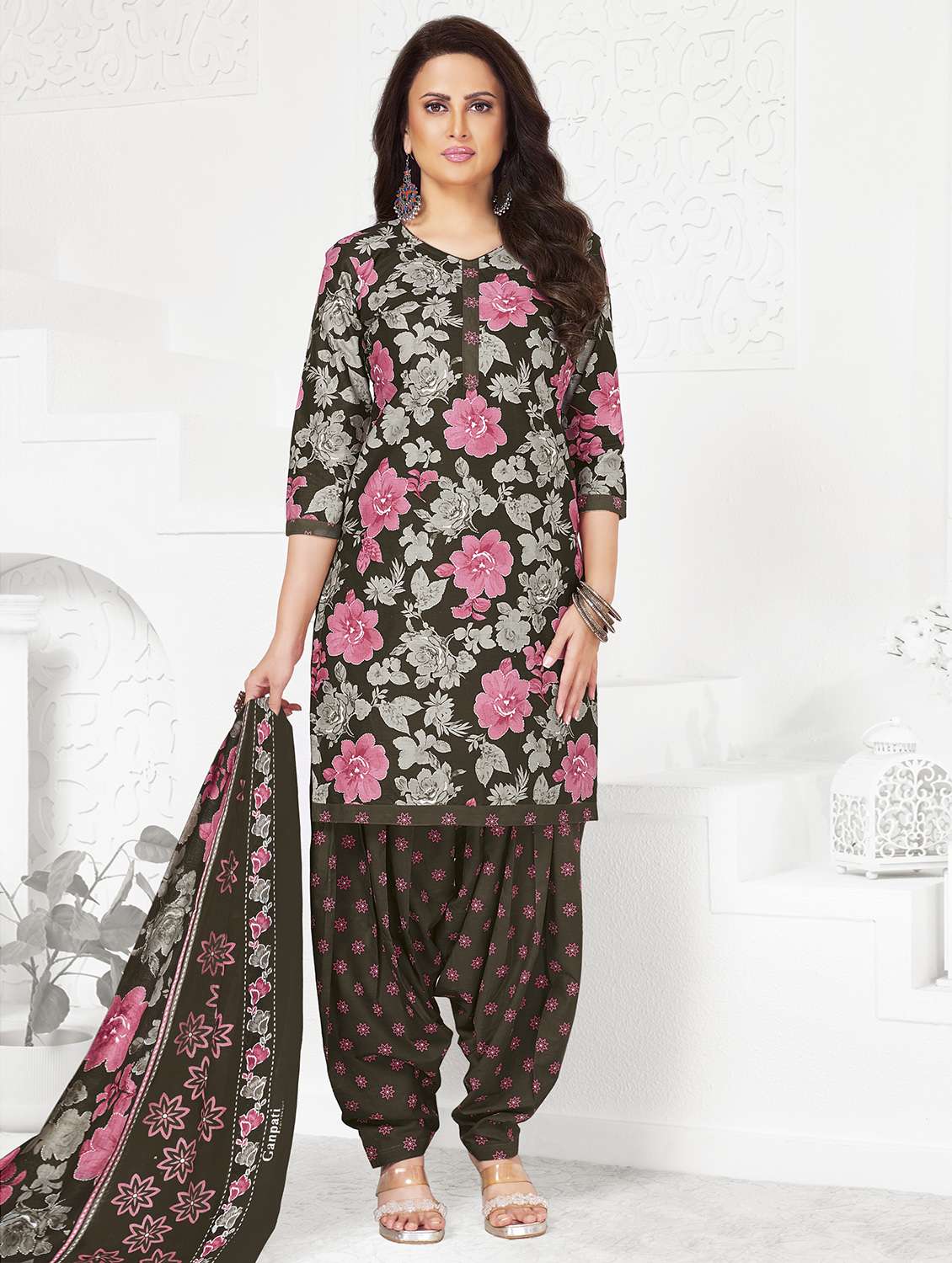 women floral printed unstitched salwar suit set