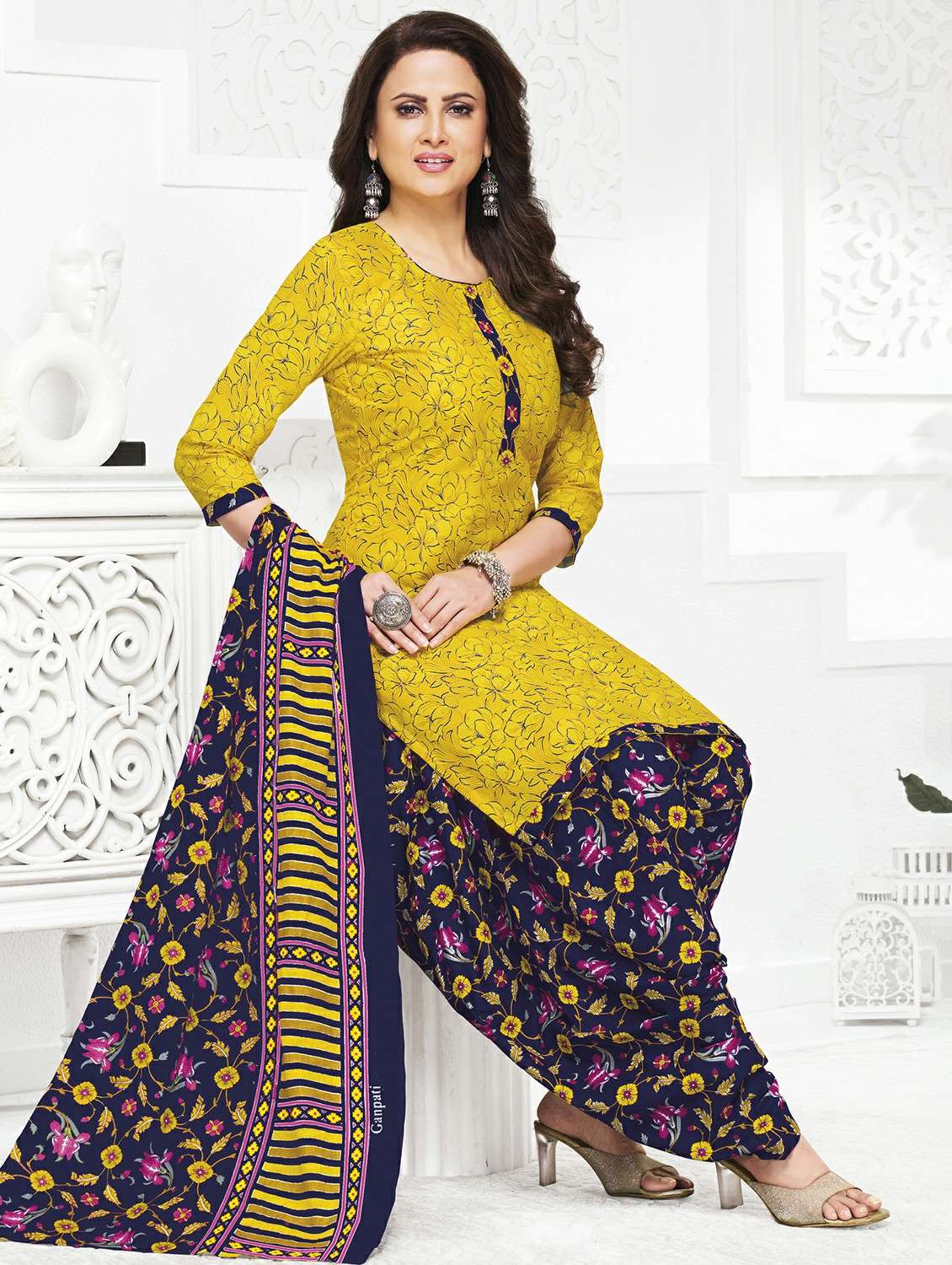 women floral printed unstitched salwar suit set - 22226399 -  Standard Image - 2