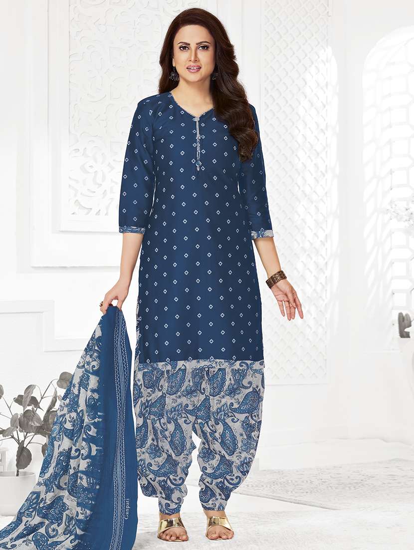 women printed unstitched salwar suit set