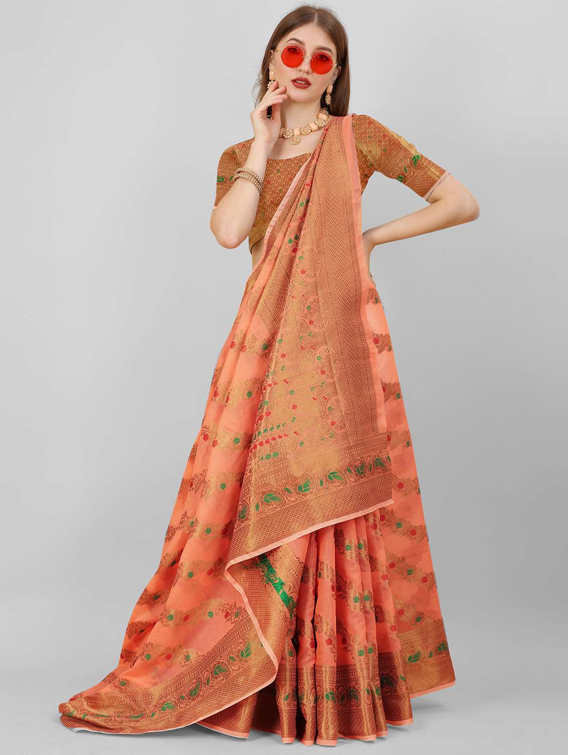 women self design banarasi saree with blouse - 22226484 -  Standard Image - 2