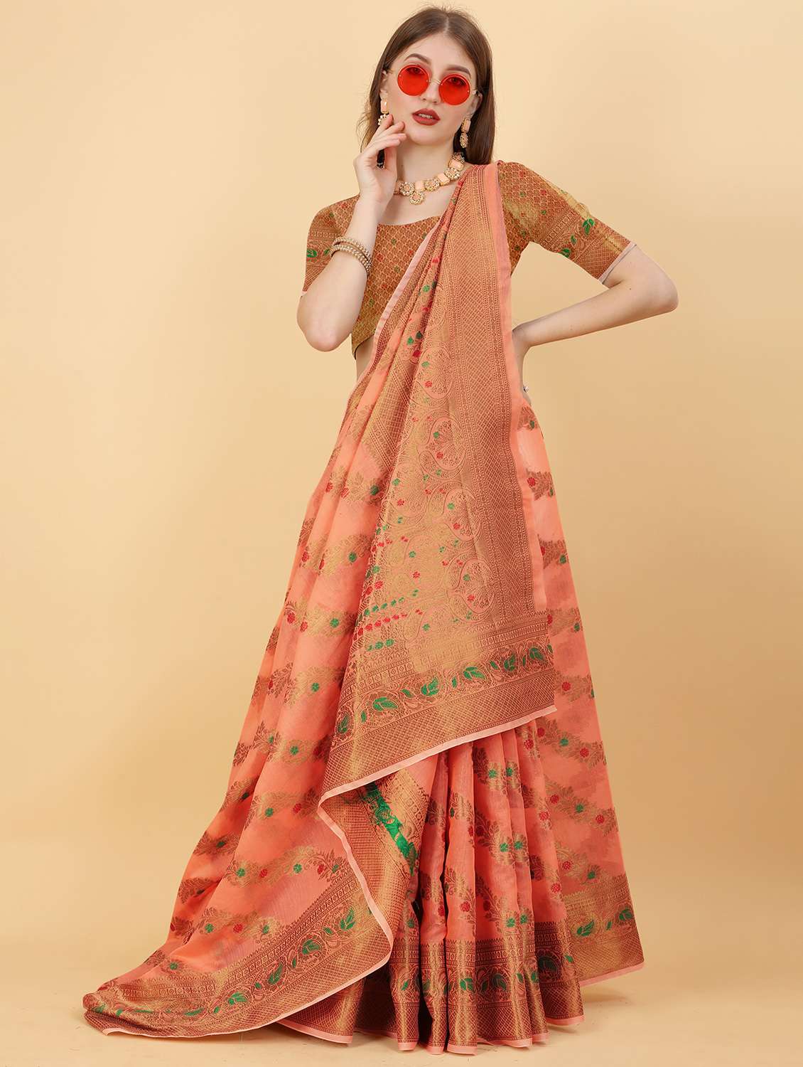 women self design banarasi saree with blouse - 22226490 -  Standard Image - 2
