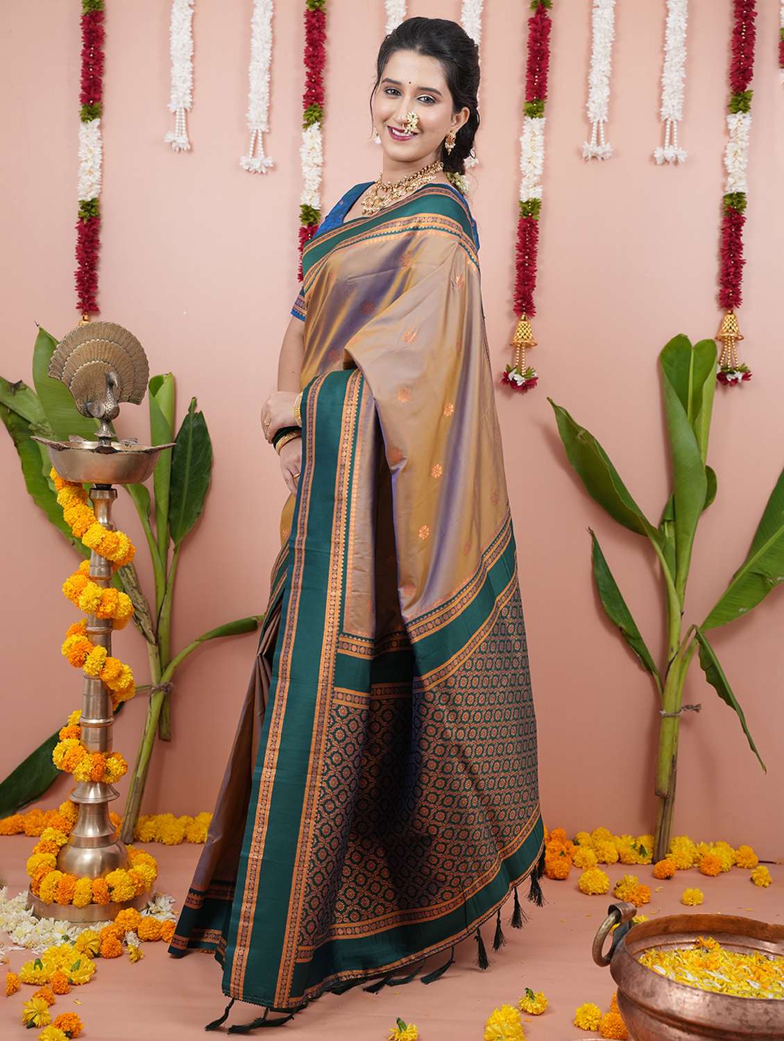 women self design nauvari saree with blouse - 22226494 -  Standard Image - 2