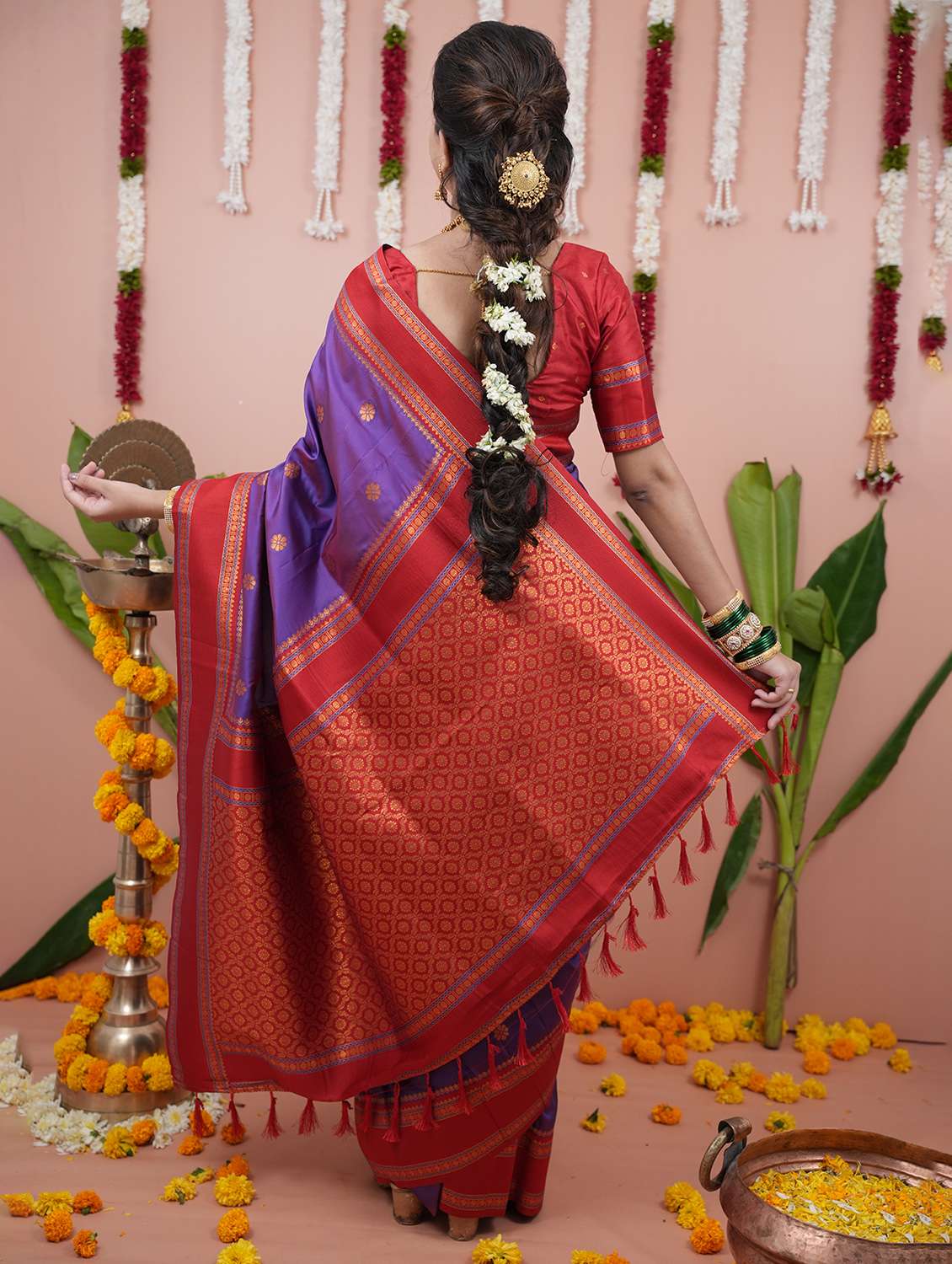 women self design nauvari saree with blouse - 22226498 -  Standard Image - 2