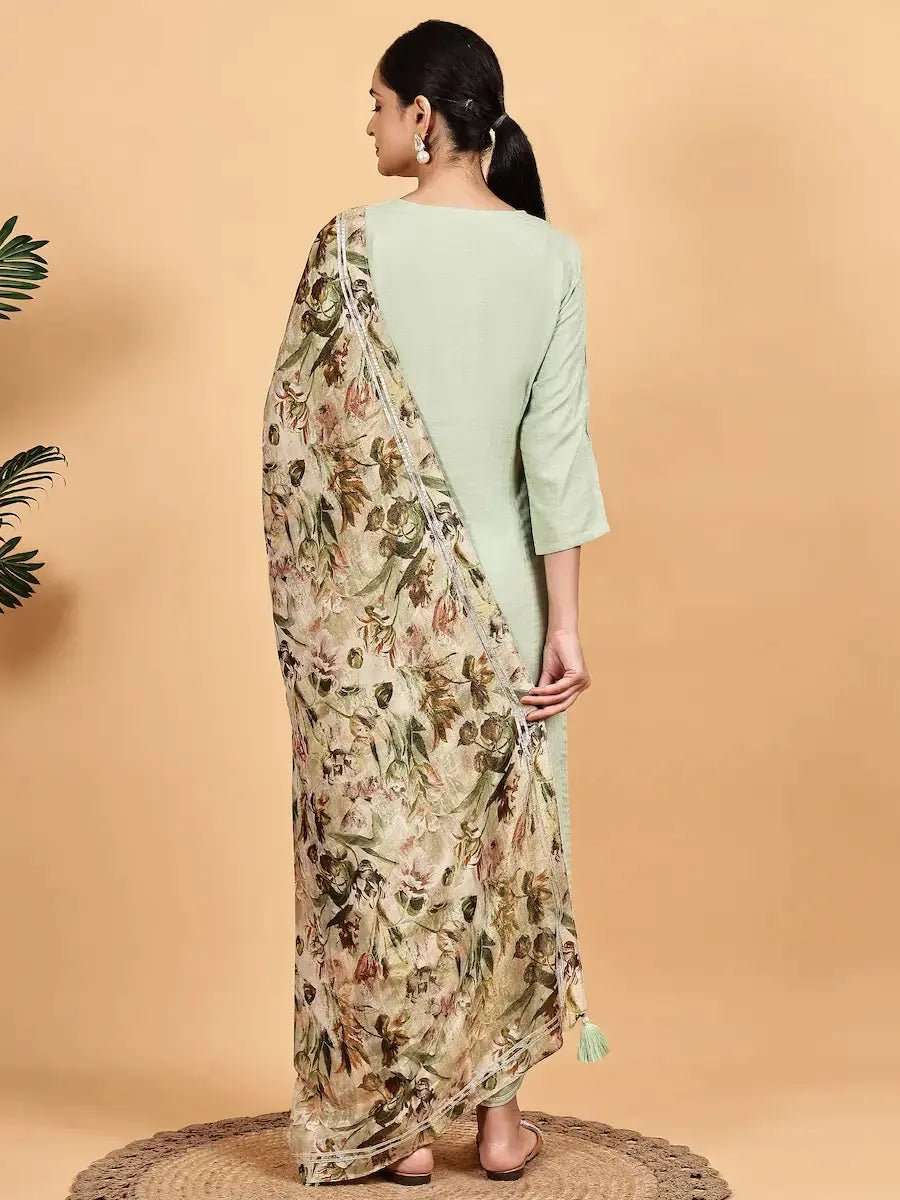 women self design three quarter sleeve kurta pant with dupatta set - 22226559 -  Standard Image - 2